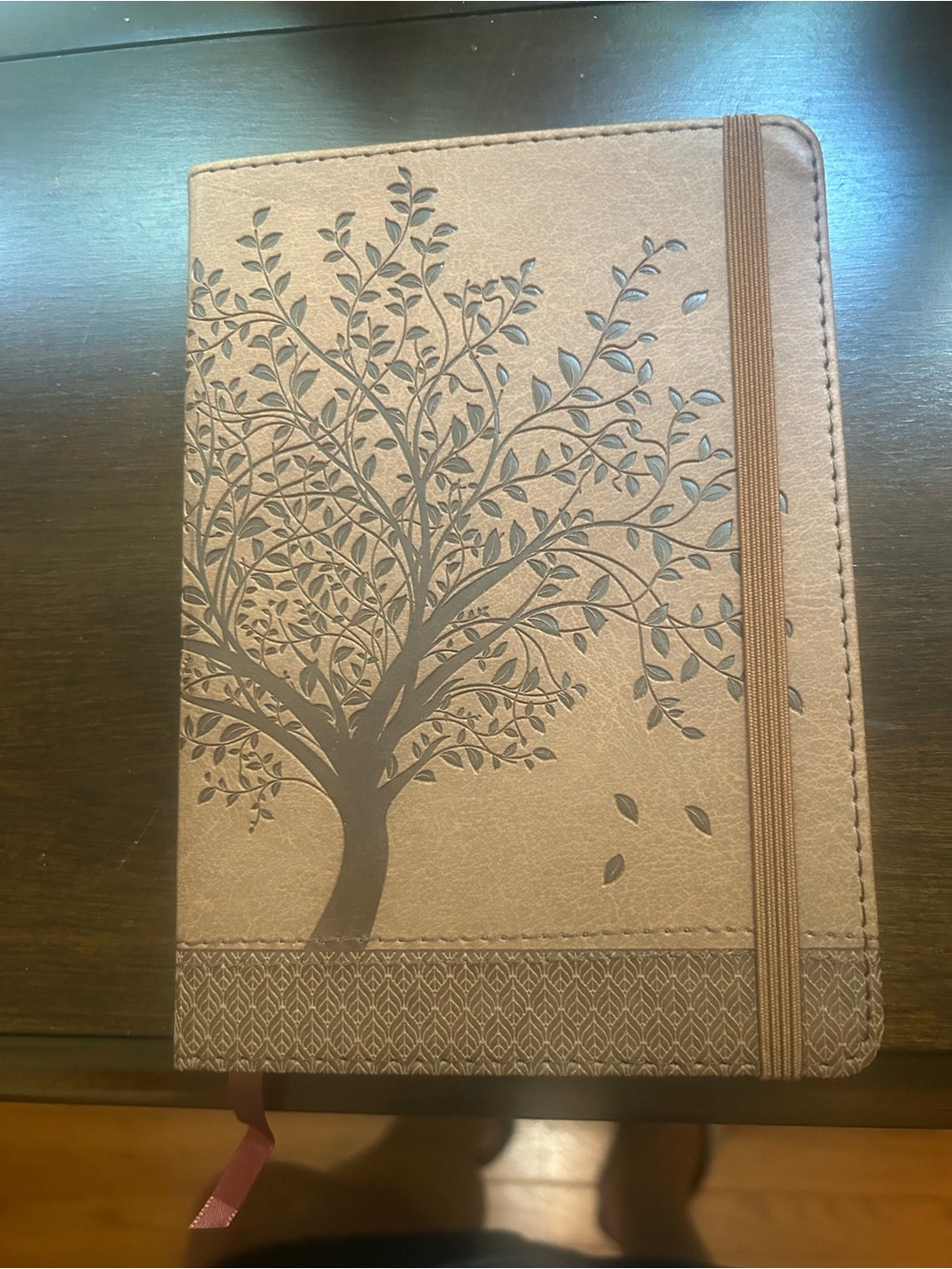 Brown Tree-Embossed Journal with Elastic Closure - Home Office